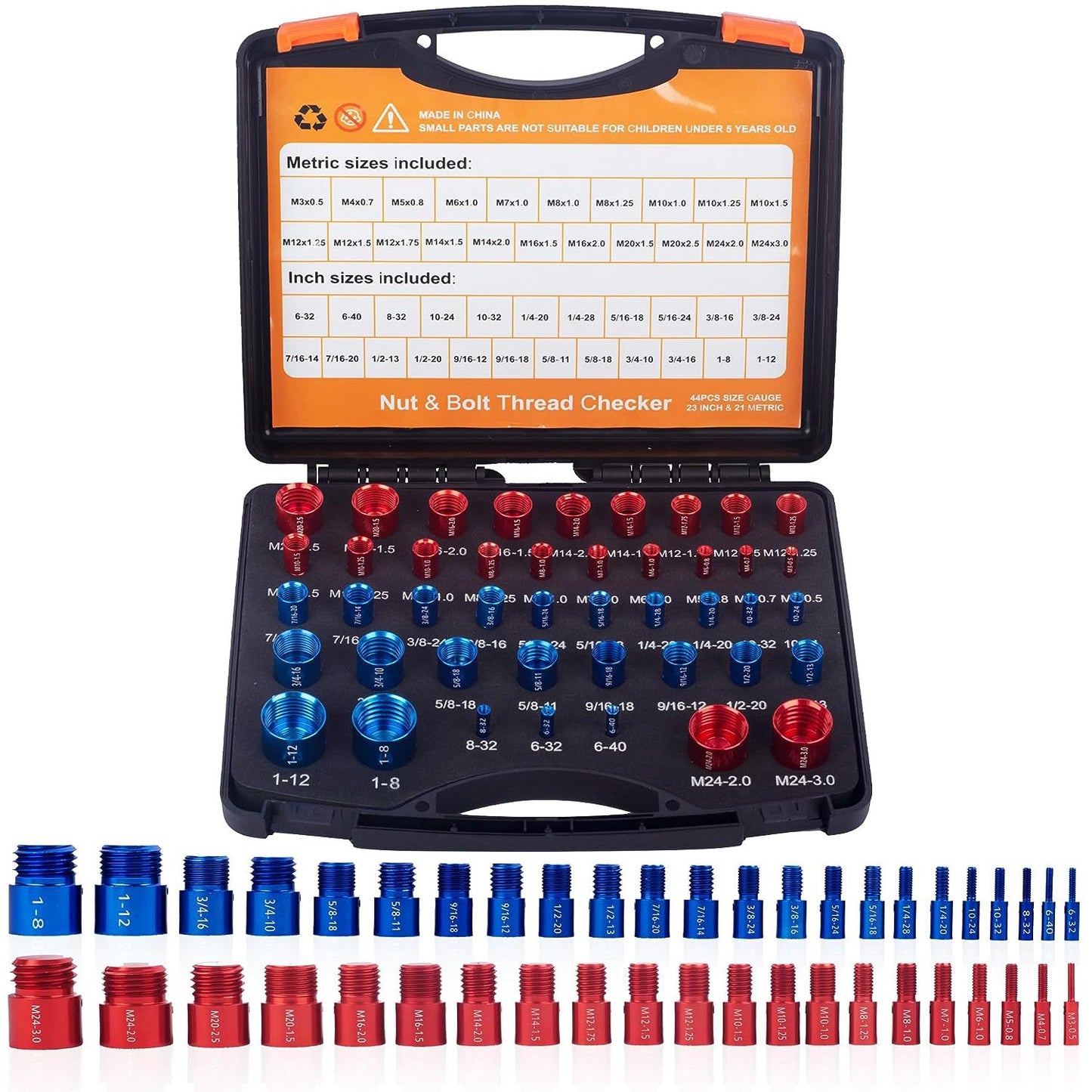 Nut And Bolt Thread Checker 44-piece Set Tools Gym From House