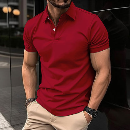 Summer Short Sleeve Polo Shirt Men Solid Color Men dealsniper-net Red 2XL
