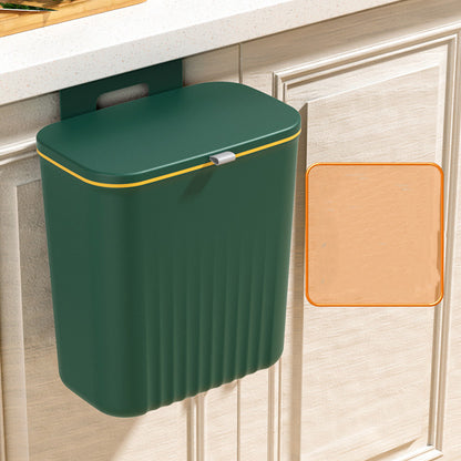 Domestic Hanging Kitchen Waste Bin With Lid Kitchen dealsniper-net Green Sliding cover stripe