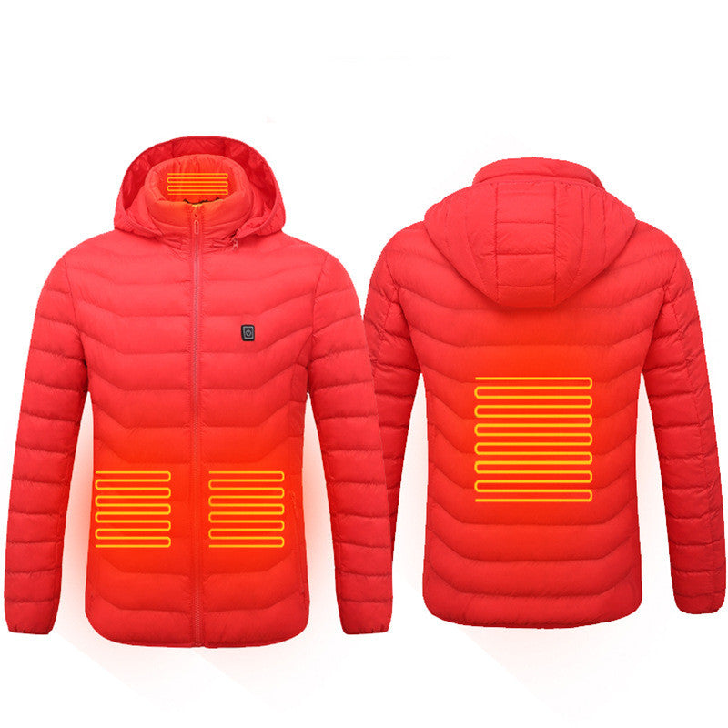 Men Heated Puffer Jacket Electric Heating Coat Insulated Hood Windbreaker 9Heat Zones Men DealSniper.net