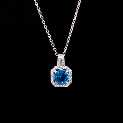 Cross-Border New Product Perfume Bottle Zircon Pendant Clavicle Chain Jewelry Gym From House Aquamarine square diamond