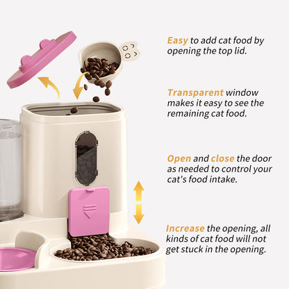 Fully Automatic 2 in 1 Cat Food Dispenser Integrated Water Pets dealsniper-net