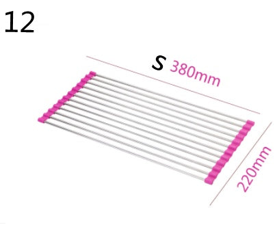 Folding Kitchen Drain Sink Rack Stainless Steel Kitchen DealSniper.net Pink 12 S