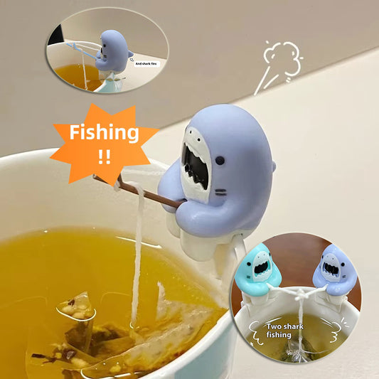 Shark Fishing Tea Infuser Pet Cup Edge Hanging Cartoon Animals