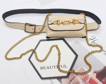 Womens Runway Fashion PU Leather Chain Bag Cummerbunds Female Women DealSniper.net Apricot