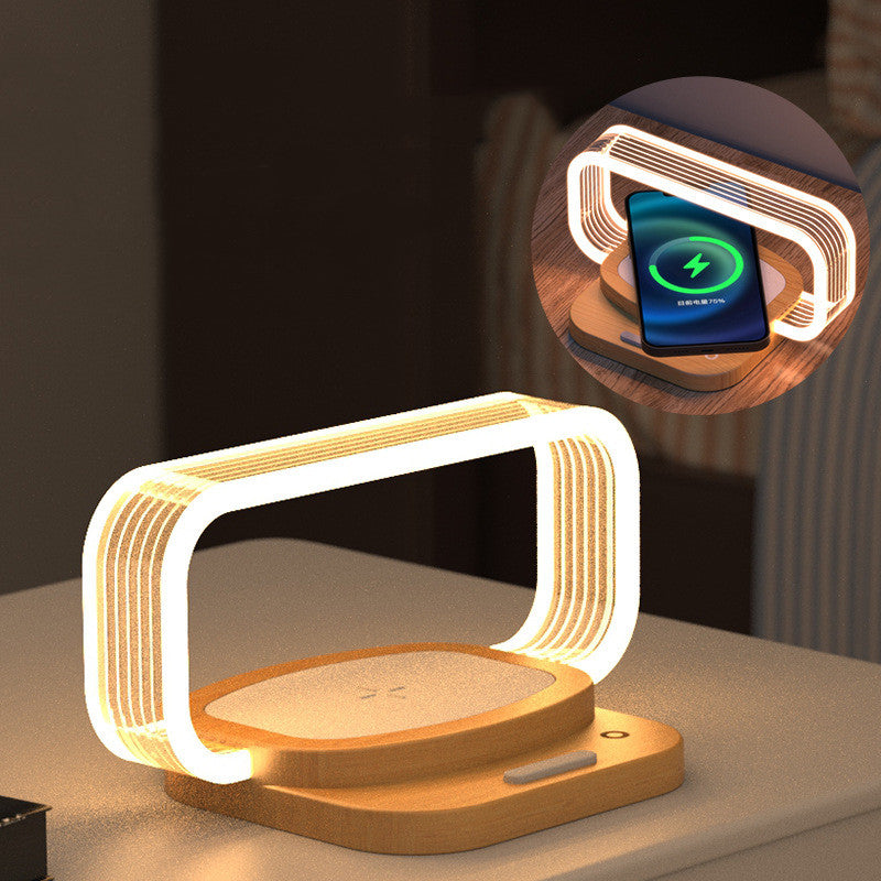 Wooden Mobile Phone Wireless Charger Small Night Lamp Electronics Gym From House