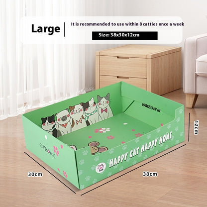Portable Folding Semi-open Thickened Disposable Litter Box Pets Gym From House Litter Box Large K10 1 Pack
