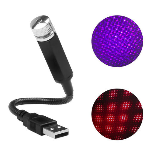 Car Gypsophila USB Atmosphere Car Roof Decoration Ceiling Star Light Vehicle Gym From House Purple blue USB 1PCS