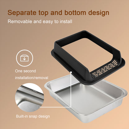 Oversized Stainless Steel Litter Box Semi-enclosed Pets dealsniper-net