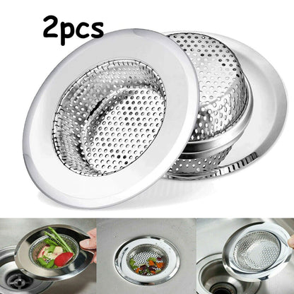 2PCS Kitchen Sink Strainer - Stainless Steel, Large Wide Rim 4.5 Diameter Home dealsniper-net