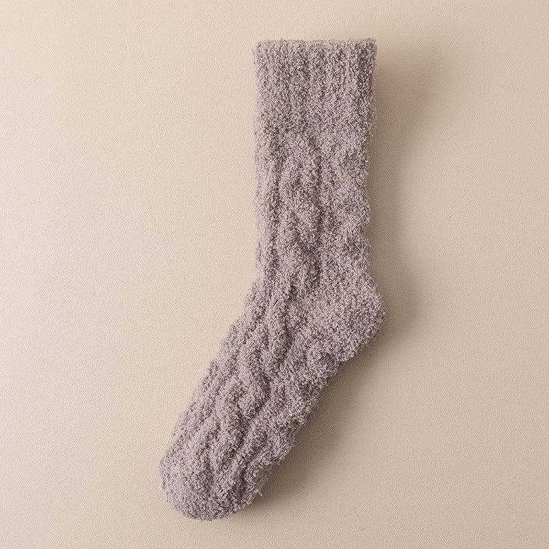 Winter Warm Fuzzy Coral Fleece Socks Women Men Men DealSniper.net Coffee One Size
