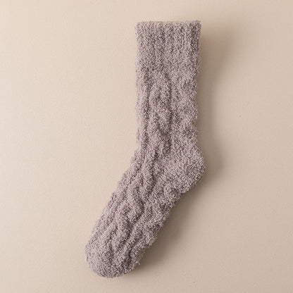 Winter Warm Fuzzy Coral Fleece Socks Women Men Men DealSniper.net Coffee One Size