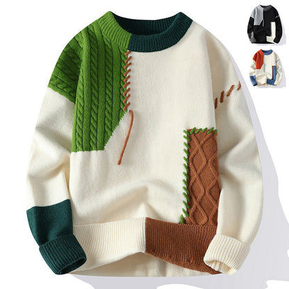 Colorblock Pullover Sweater Winter Fashion Long Sleeve