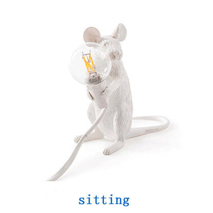 Creative Nordic Resin Mouse Table Lamp Desk LED Night Lights Home Decor Gym From House White US sitting