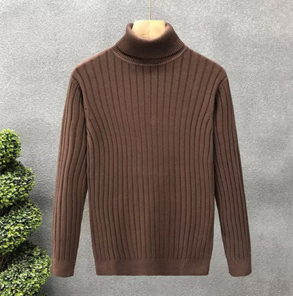 Turtleneck Sweater Men Women Ins Fashion Solid Striped Men DealSniper.net Brown 2XL