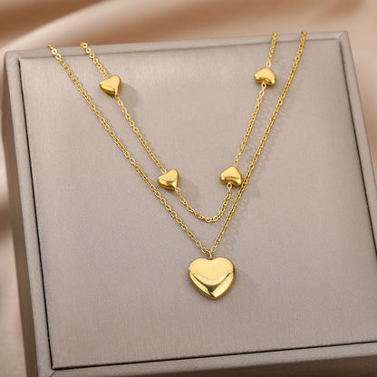 Fashion Jewelry Multilayer Heart Pendant Necklaces Jewelry dealsniper-net