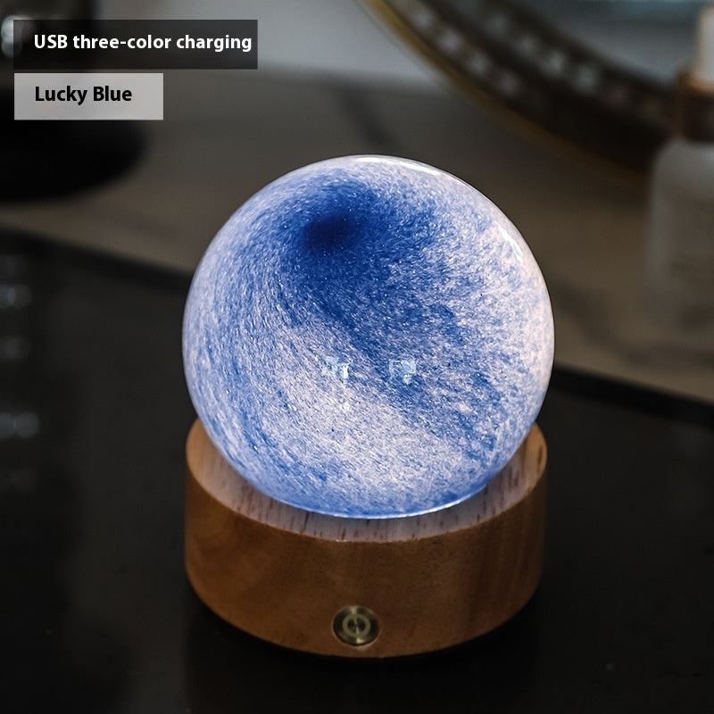 Crystal Glass Small Night Lamp Touch Ambience Light Home Decor Gym From House Gift Box Tricolor Lucky Blue