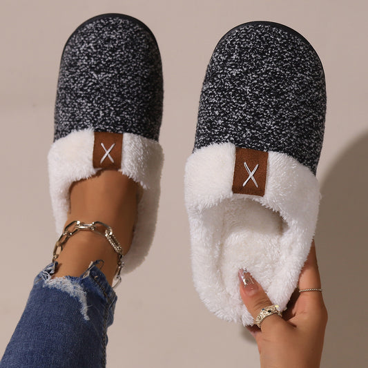 Winter Plush Slippers Fashion Thick Bottom Warm House Shoes