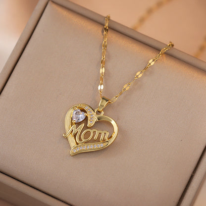 Mother's Day Jewelry High Grade Zircon Heart Flower Necklace Jewelry Gym From House White Heart 11