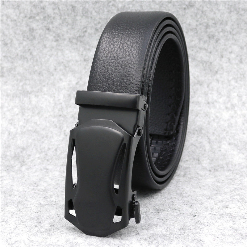 Microfiber Leather Ratchet Belt Adjustable Automatic Buckle Black Belts For Men Men dealsniper-net