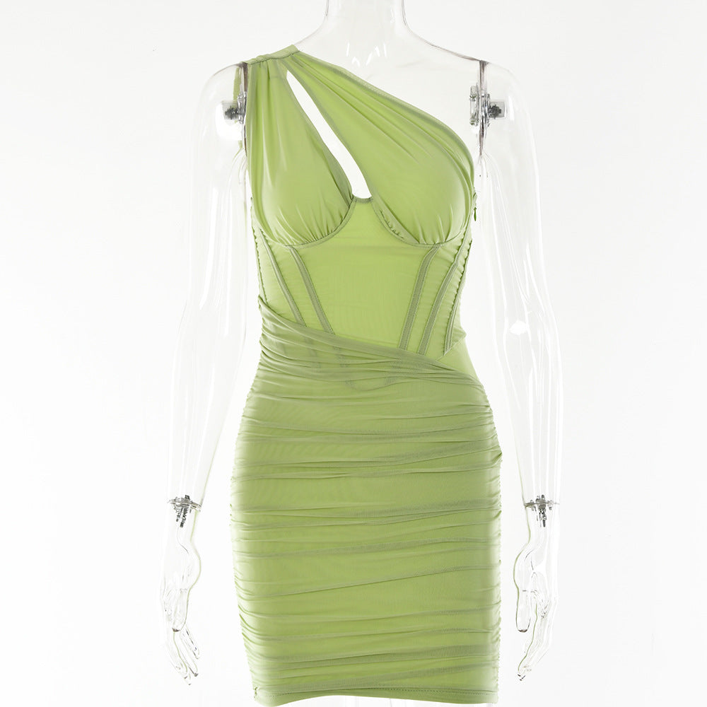 White Pleated Mini Summer Dress Vestidos Elegant Club Party Dresses Women Gym From House Green L