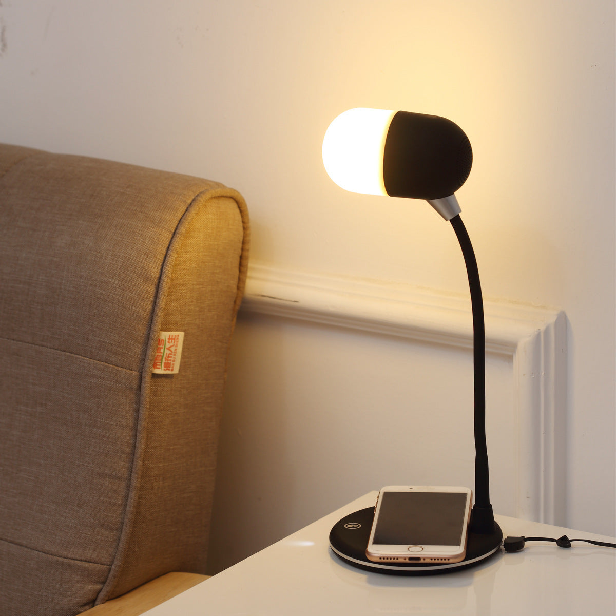 3 IN 1 Desk Lamp With Qi Wireless Charger Bluetooth Speaker House BlenderJuice.com CJ