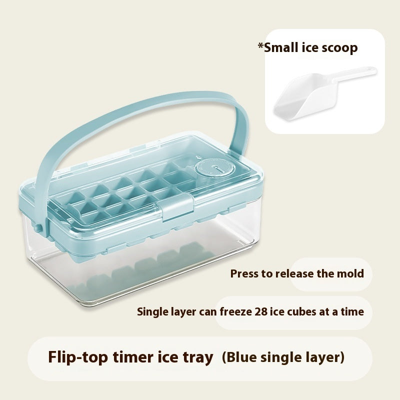 Food Grade Ice Maker Double-layer Push-type Silicone Ice Tray Kitchen dealsniper-net Blue Single Layer