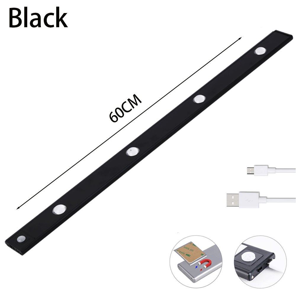 USB LED Night Light Motion Sensor Wireless Thin LED Home DealSniper.net Black 60cm 1PC