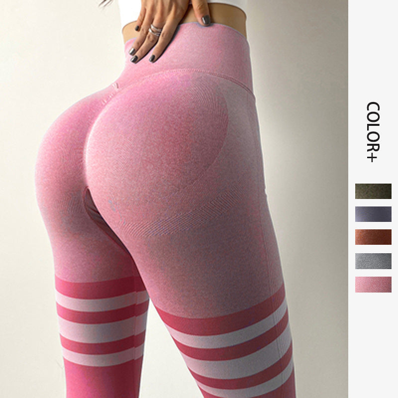 Stripe Design Fitness Leggings High Waisted Women dealsniper-net