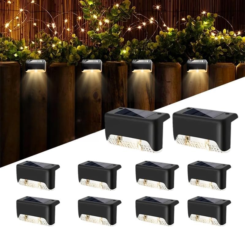 32&16 PCS Solar Deck Lights Outdoor Solar Step Lights Outdoor Gym From House