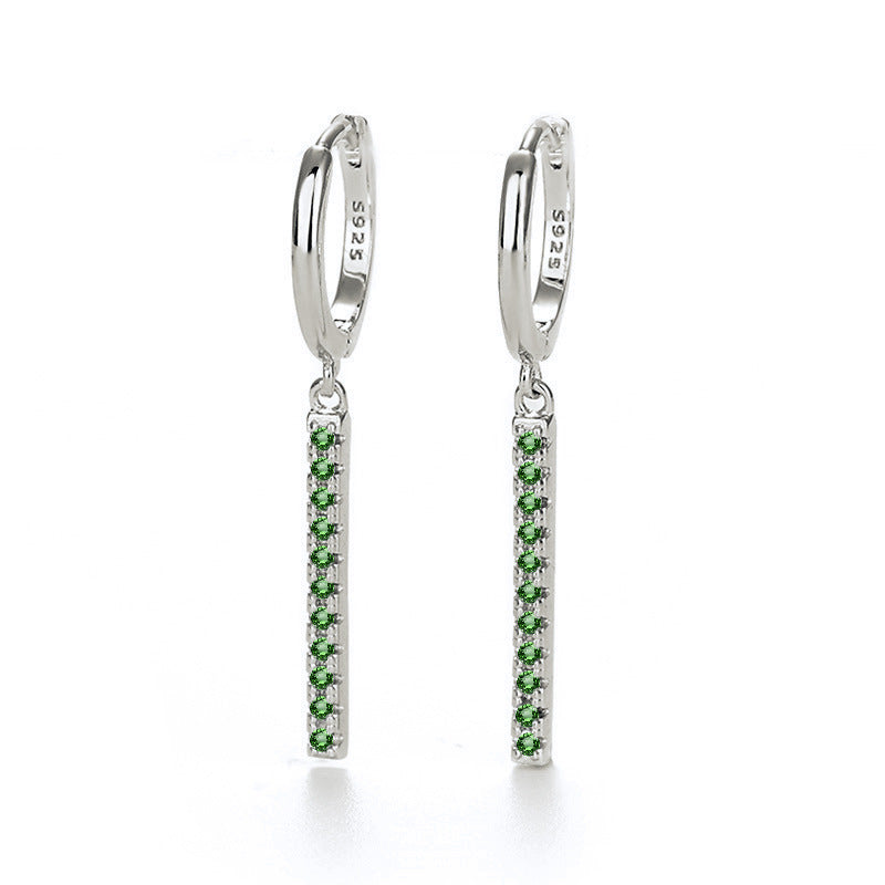 Sterling Silver Needle Tassle Fashion Earrings Jewelry dealsniper-net Green Silver