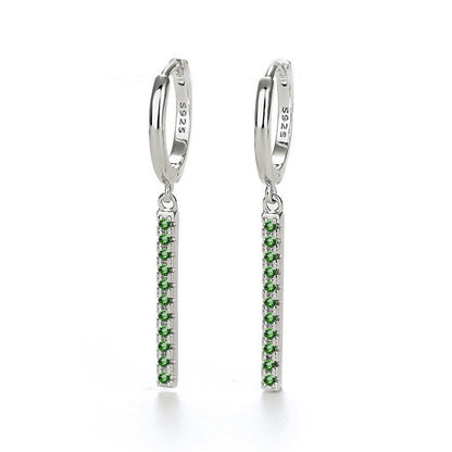 Sterling Silver Needle Tassle Fashion Earrings Jewelry dealsniper-net Green Silver