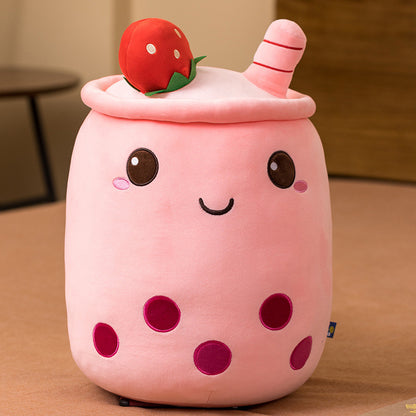 Milk Tea Cup Plush Toy Fruit Pillow Creative Doll Kids Gym From House Pink 23cm