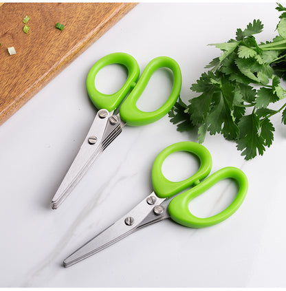 Multifunctional Multi-layer Green Onion Scissors Stainless Steel Kitchen dealsniper-net