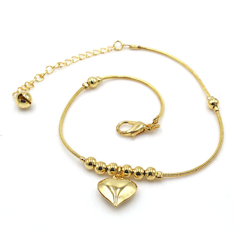 Gothic Gold Color Heart Pendant Anklet For Women Jewelry dealsniper-net