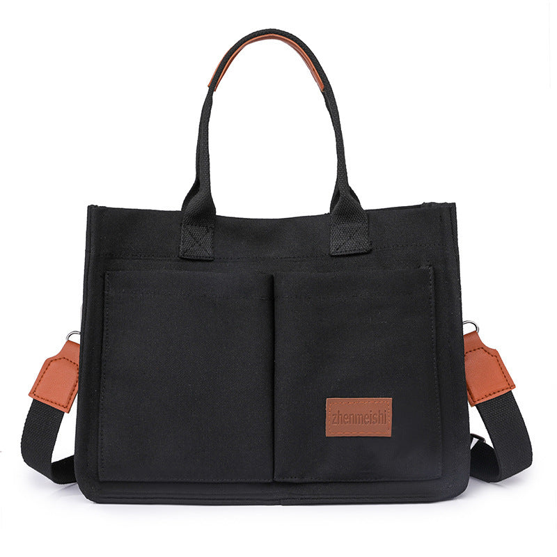 Casual Daily Canvas Tote Shoulder Bags Women Women DealSniper.net Black
