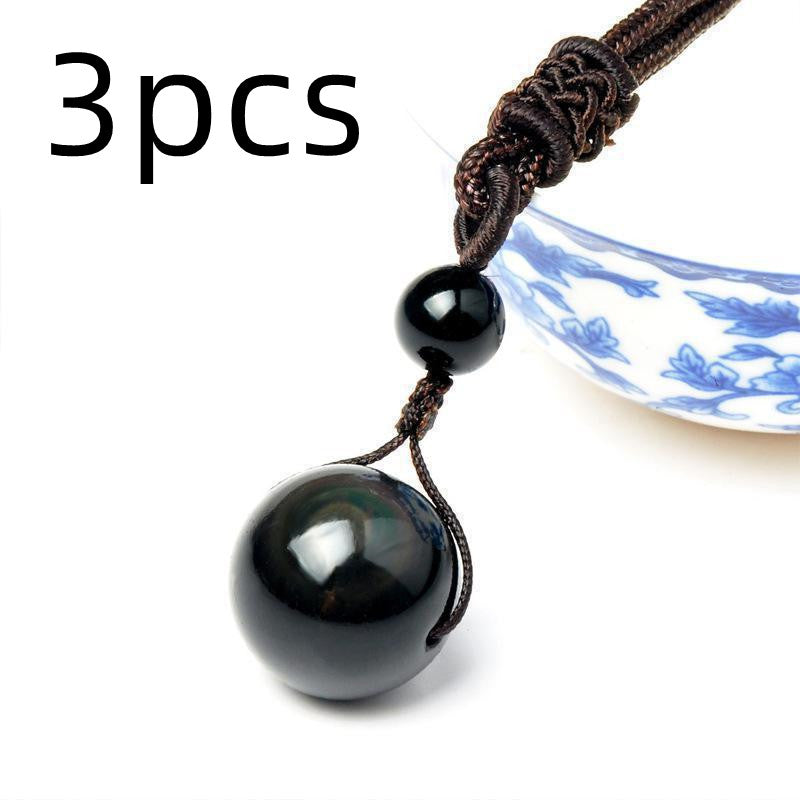 Obsidian Celestial Eye Necklace Jewelry dealsniper-net 3pcs Coffee rope 14mm