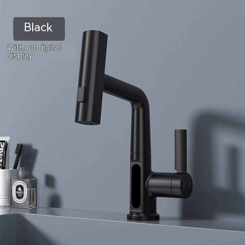 Intelligent Digital Display Faucet Pull-out Basin Faucet House DealSniper.net Black Without Digital Display