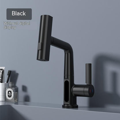 Intelligent Digital Display Faucet Pull-out Basin Faucet House DealSniper.net Black Without Digital Display