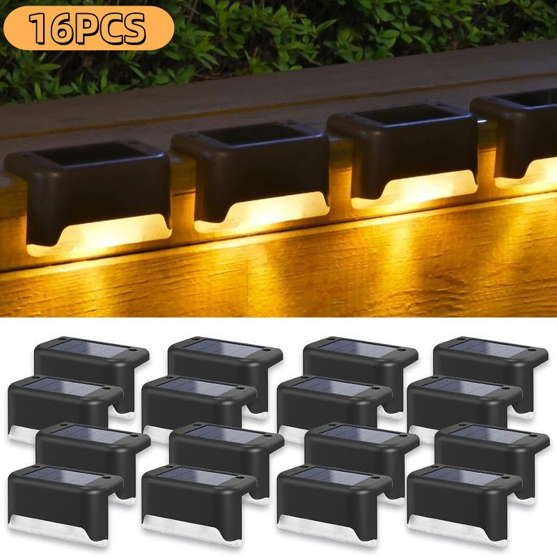 32&16 PCS Solar Deck Lights Outdoor Solar Step Lights Outdoor Gym From House Warm Light 16Pack