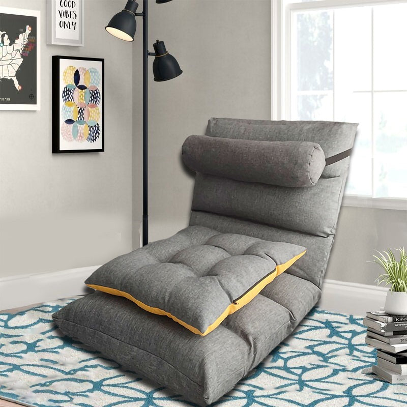 Lazy Sofa Tatami Single Small Sofa Bedroom Bed Backrest Cute Leisure Home dealsniper-net Grey Liner and lumbar pillow