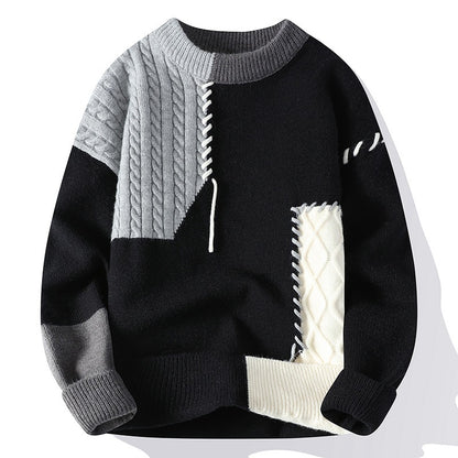 Colorblock Pullover Sweater Winter Fashion Long Sleeve