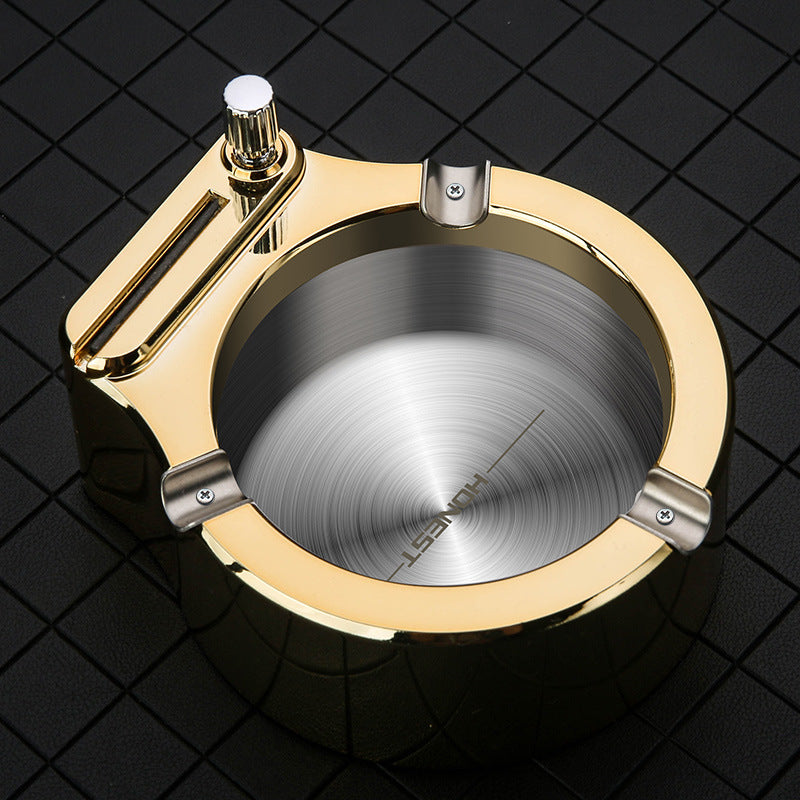 Large Cigarette Ashtray With Permanent Match Lighter House DealSniper.net Gold B