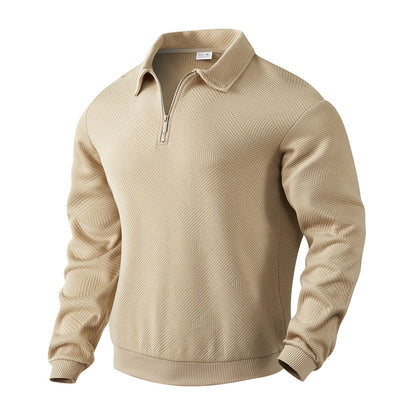Lapel Jacquard Half-zipper Sweatshirt Fashion Solid Color Men DealSniper.net