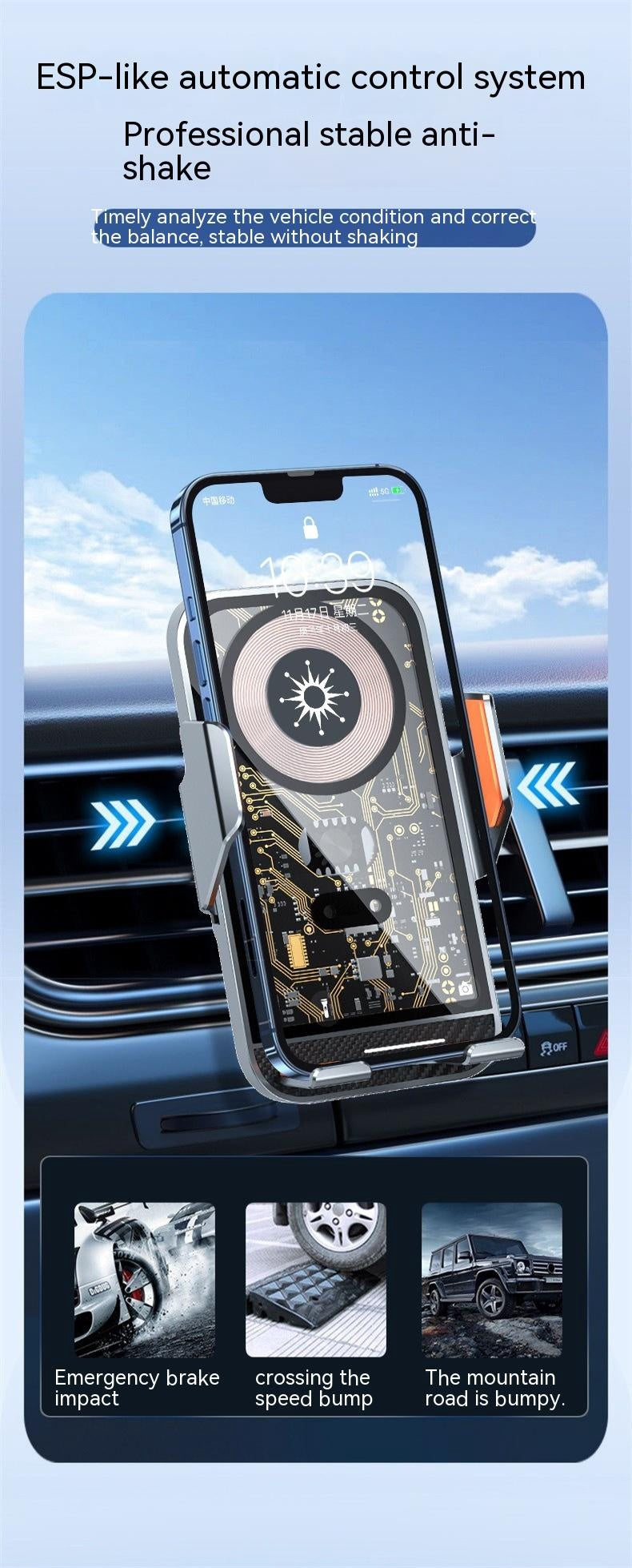 Wireless Charger Automatic Induction Air Outlet Car Phone Holder Vehicle Gym From House