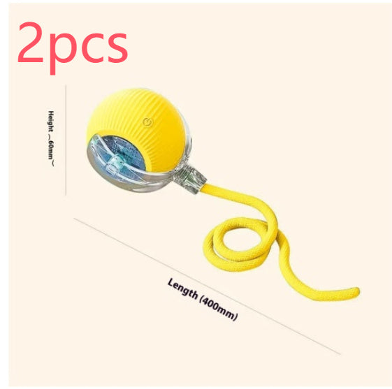 Electric Cat Toy Automatic Cat Ball Self-entertainment Rolling Ball Pets DealSniper.net Yellow with rope Birdsong 2PCS