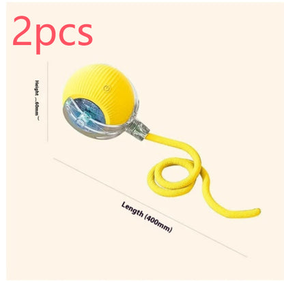 Electric Cat Toy Automatic Cat Ball Self-entertainment Rolling Ball Pets DealSniper.net Yellow with rope Birdsong 2PCS