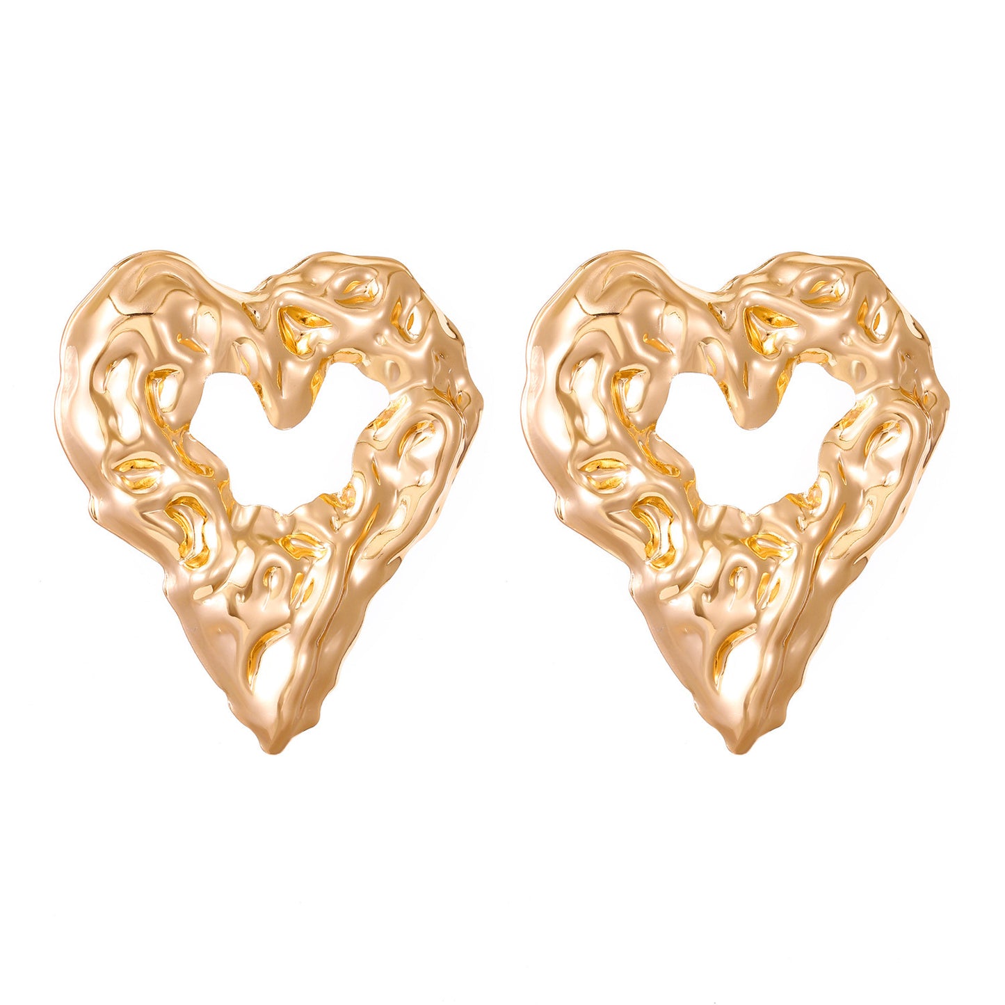 New Pleated Lava Hollow Heart-shaped Earrings Personality Jewelry dealsniper-net