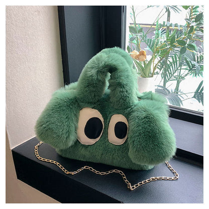 Cute Cartoon Big Eyes Dog Plush Bags For Women Women Gym From House Green