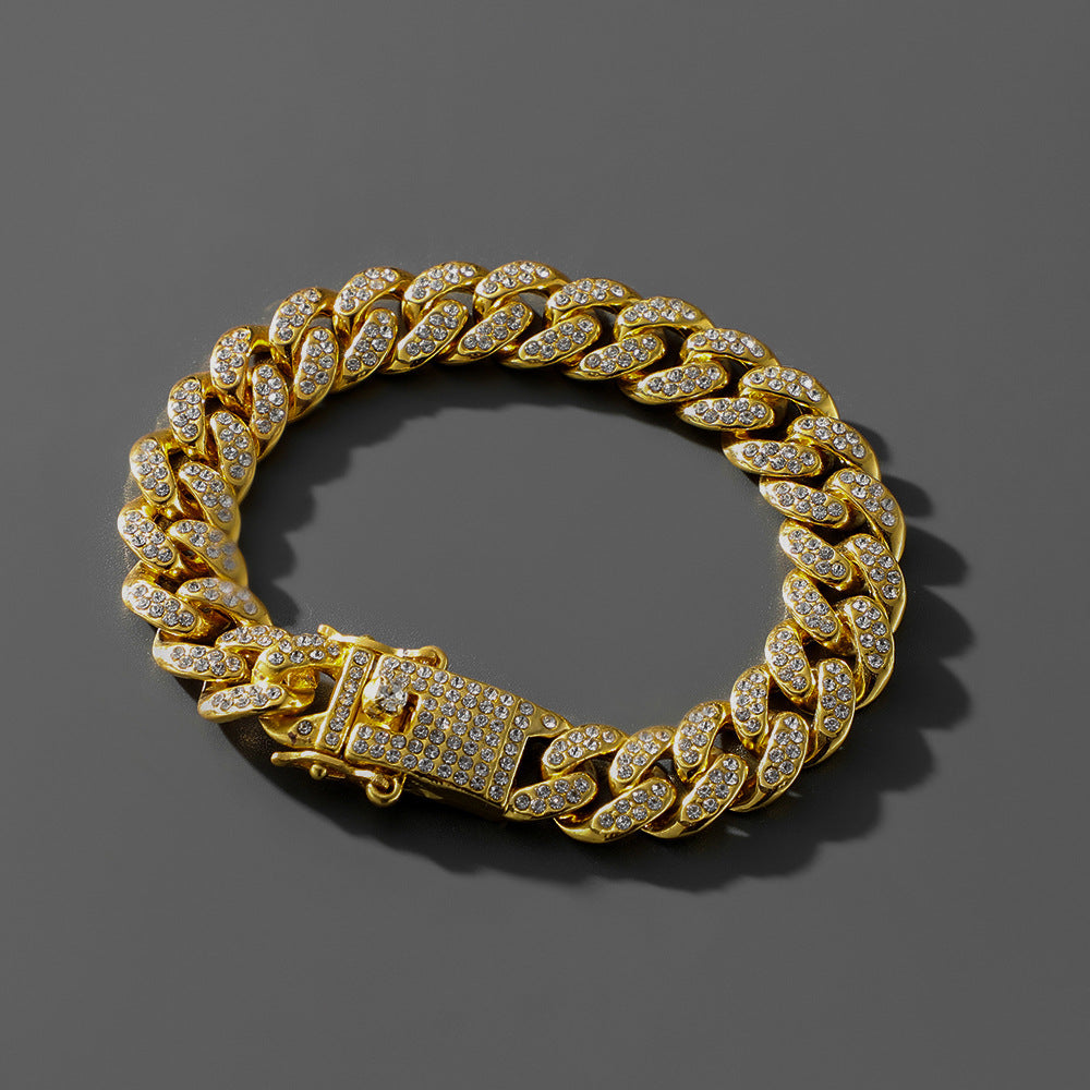 Hip Hop Trend Full Diamond Cuban Link Chain Men's Bracelet Jewelry Gym From House Y521 Gold Bracelet
